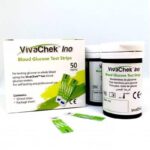 Caja y frasco de 50 tiras de glucosa VivaChek Ino