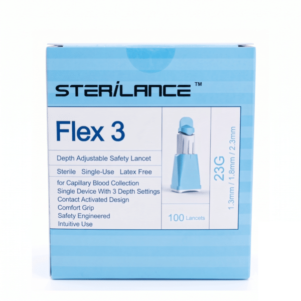 Caja de 100 lancetas SteriLance Flex3 23G