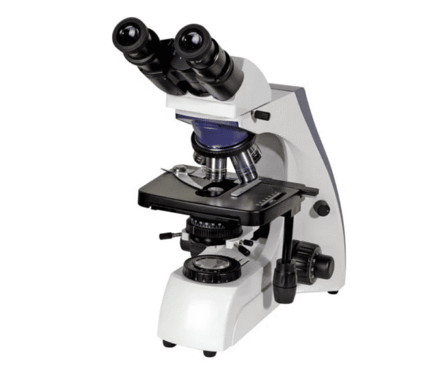 Vista frontal del microscopio Great Lab XSZ-159 y su platina