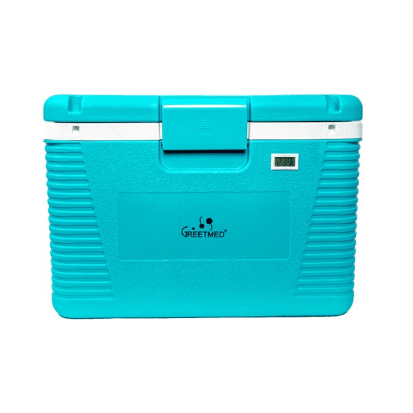 Portavacunas GreetMed S.M-50 L, vista frontal de la caja térmica