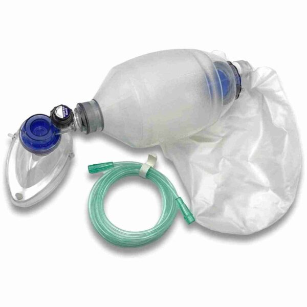 Resucitador adulto Besmed RE-25186 con mascarilla, reservorio y tubo