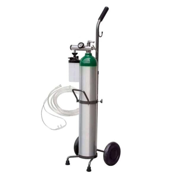 Cilindro de aluminio de oxígeno medicinal tipo ME con carro portacilindro y accesorios