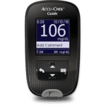 Glucómetro Accu-Chek Guide, vista frontal con pantalla