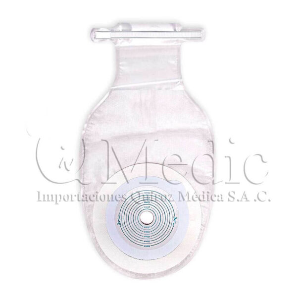 Bolsa de colostomía IQ Medic: cara con anillo adhesivo y cierre de drenaje