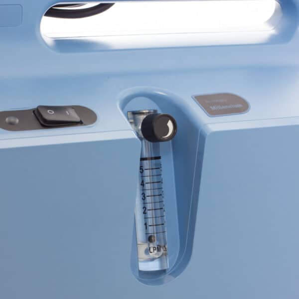 Philips Respironics EverFlo 5L, detalle del caudalímetro y control de flujo