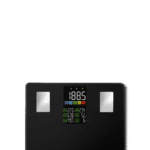 Detalle de la pantalla a color del modelo CS20W y sus indicadores de composición corporal
