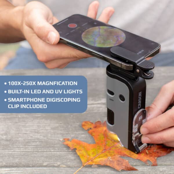 Carson MicroFlip MP-250 utilizado con adaptador para teléfono